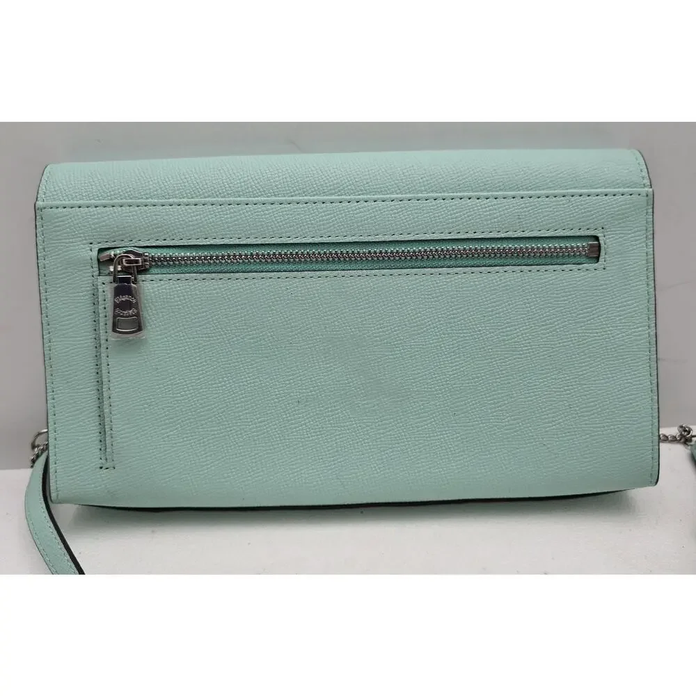 Elegance Paris Genuine Lt Turquoise Crossbody Bag Purse Converts to Clutch NEW